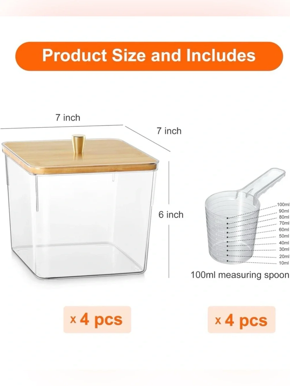 4 Pack Laundry Detergent Container, Clear Laundry Room Organization